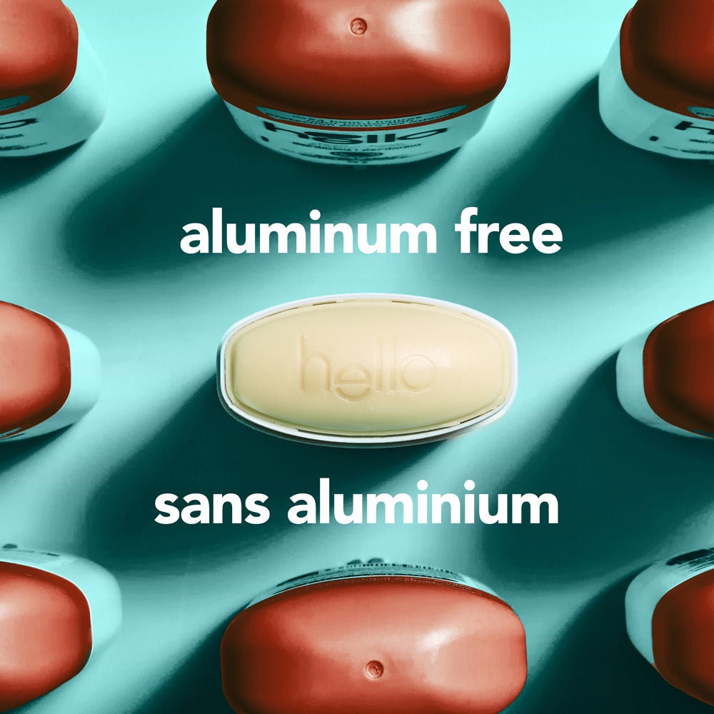 Déodorant sans aluminium hello noix de coco sucrée pour femme et homme présenté avec toute la gamme de déodorants hello sans aluminium.