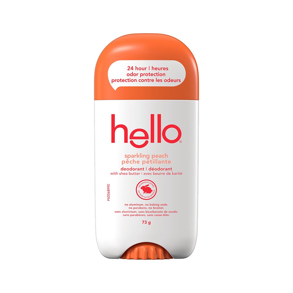 hello Peach Sparkle Aluminum Free Deodorant Stick