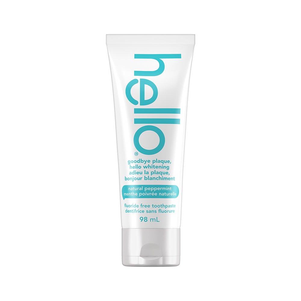 hello Goodbye Plaque hello whitening Fluoride Free Toothpaste, Peppermint