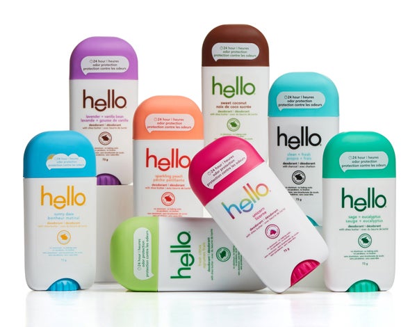 hello products in white background